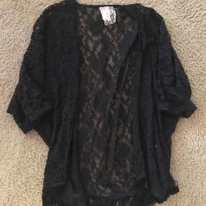 Mauve black lace cardigan